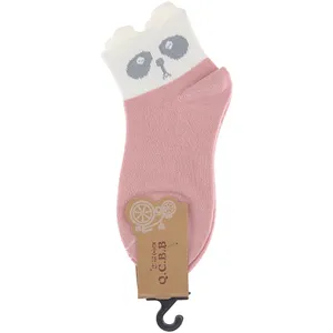 جوراب دخترانه مدل خرسی رنگ صورتی