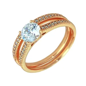 انگشتر زنانه ژوپینگ مدل تک نگین سولیتر کد R4324 مجموعه 2 عددی