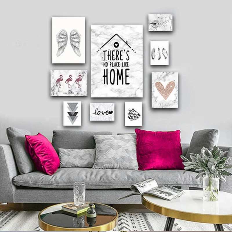 تابلو شاسی بکلیت طرح خانه عشق دکوراتیو مدل SH-294 مجموعه 9 عددی