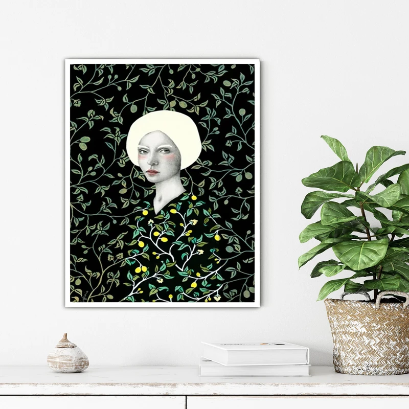 تابلو آتریسا طرح دختر مدرن مدل ATFL121 فریم سفید