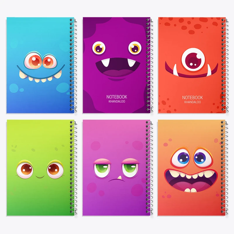 دفتر نقاشی 50 برگ خندالو طرح هیولا کد 94 مجموعه 6 عددی