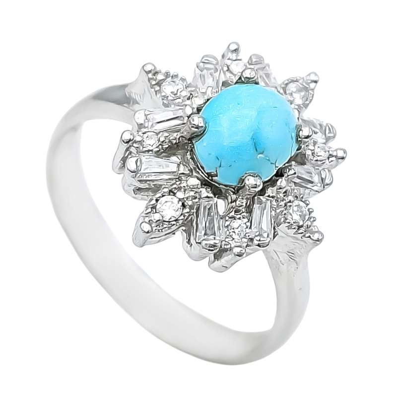 انگشتر نقره زنانه مدل فیروزه نیشابور VA2947