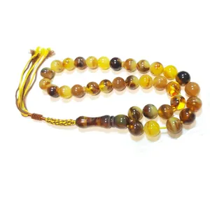 تسبیح مدل کهربا کره عسلی کد 5858