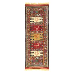 گلیم دستبافت کناره طول یک و نیم متر مدل تمام بافت خراسان کد 1409303