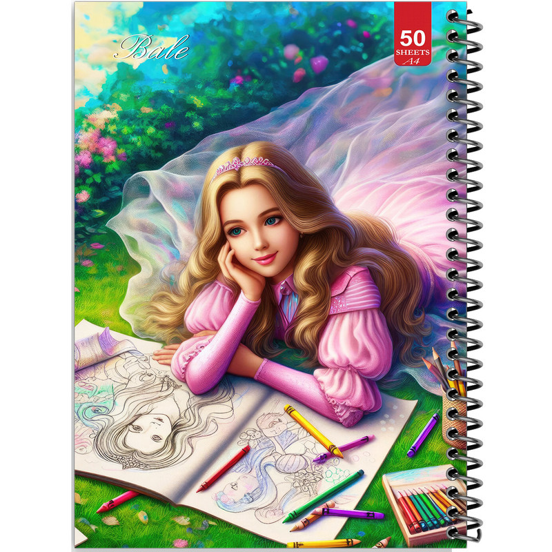 دفتر نقاشی 50 برگ انتشارات بله طرح دختر طراح کد A4-L160