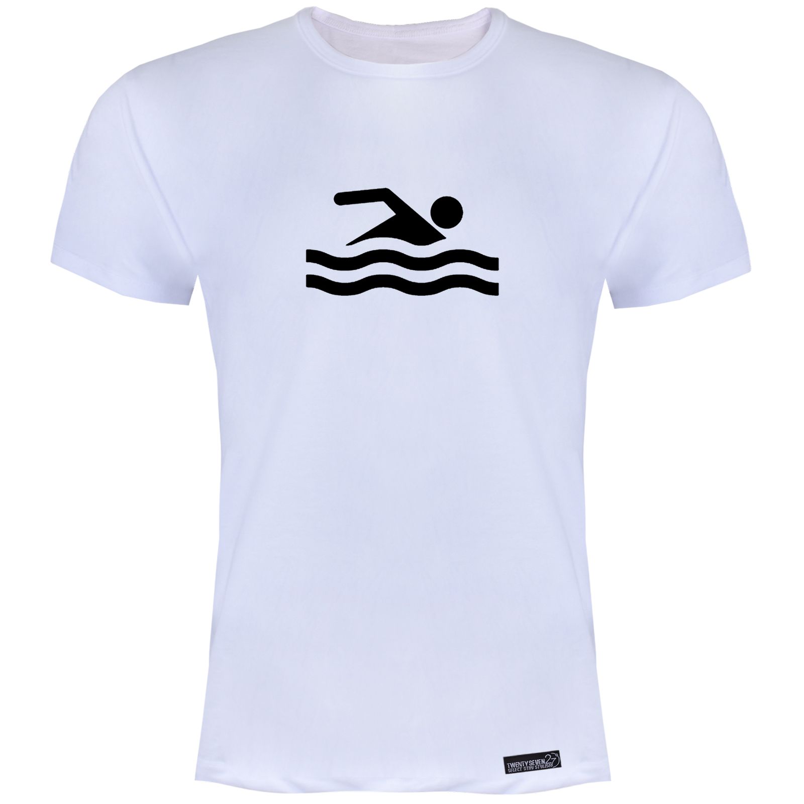تی شرت آستین کوتاه مردانه 27 مدل شنا کد KV99 رنگ سفید -  - 2