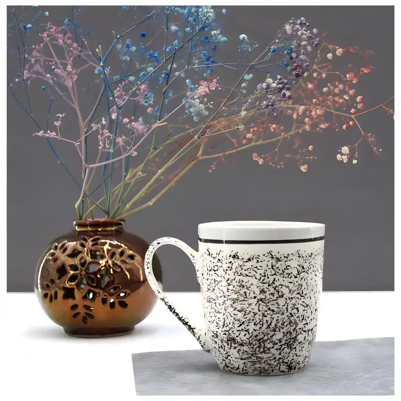 لیوان سرامیکی طرح مرمری بسته 6 عددی