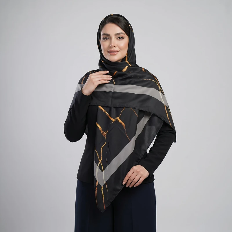 روسری زنانه مدل ابریشم مجلسی مزونی با طرح کد ana-9036