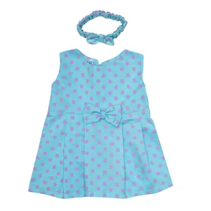 ست پیراهن و هدبند دخترانه مدل خالدار