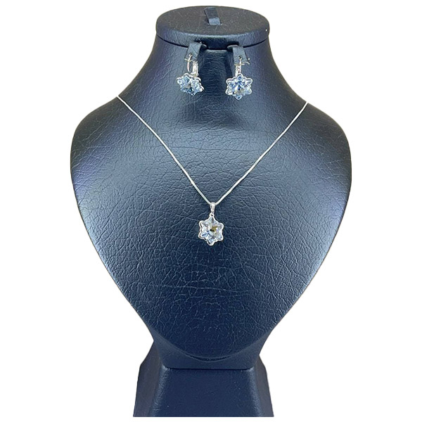 نیم ست نقره زنانه سواروسکی مدل خورشید کد 6613