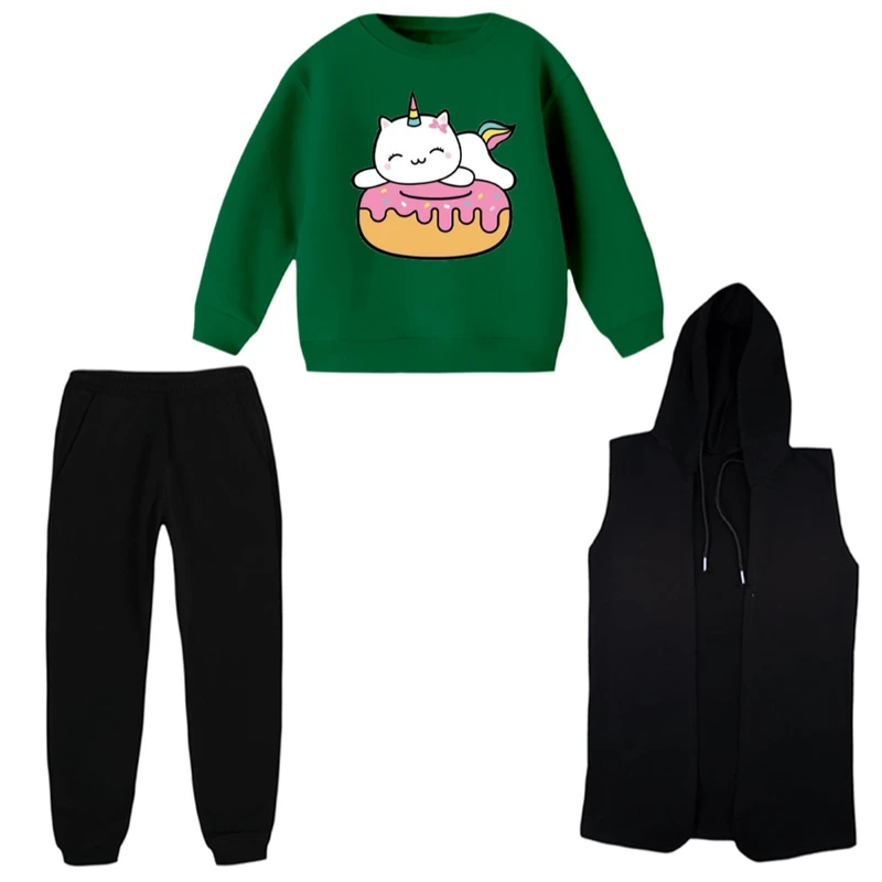 ست 3 تکه لباس راحتی بچگانه مدل یونیکورن کد ۱  