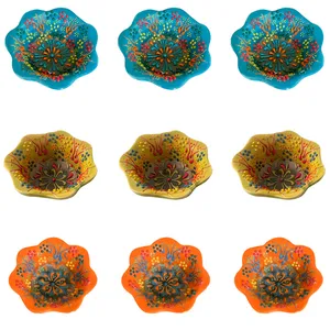 کاسه سرامیکی طرح نقش برجسته مدل میناکاری  لب دالبری کد 5031 بسته 9 عددی