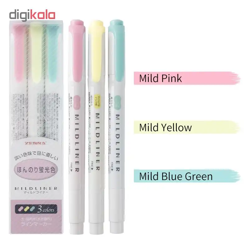 ماژیک علامت گذار دو سر زبرا مدل MILDLINER طرح Fluorescent Colors بسته 3 عددی