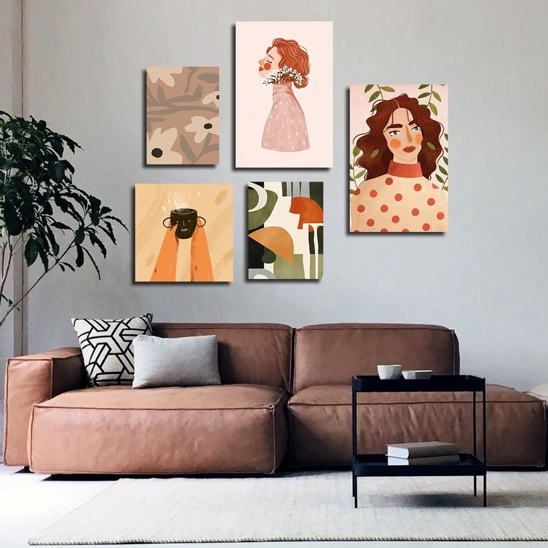 تابلو شاسی بکلیت طرح مدرن نقاشی مینیمال مدل SH-2353 مجموعه 5 عددی