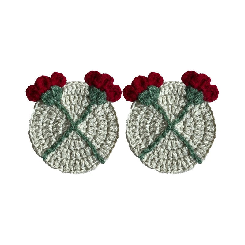 زیر لیوانی بافتنی تی سی توی مدل گل بسته 2 عددی