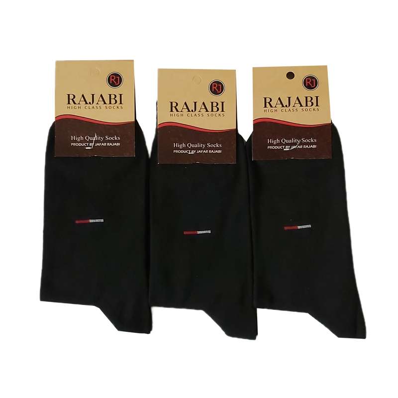 جوراب مردانه مدل ساده رنگ مشکی بسته 3 عددی