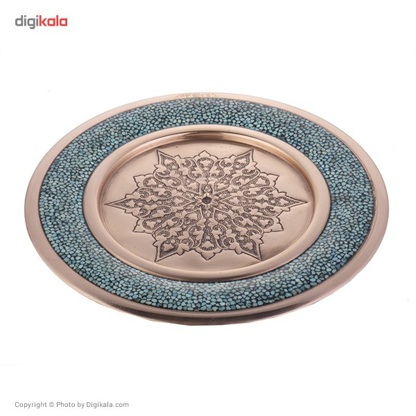 کاسه و بشقاب فیروزه کوب اثر آقاجانی قطر 20 سانتی متر