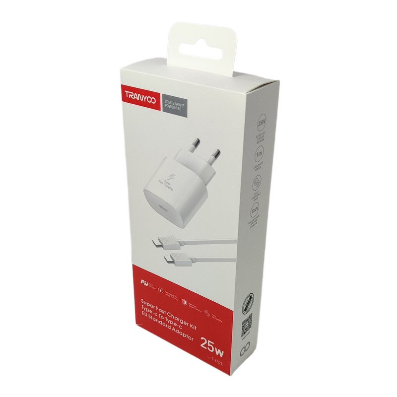 شارژر دیواری 25 وات ترانیو مدل T-SA2Cبه همراه کابل USB-C