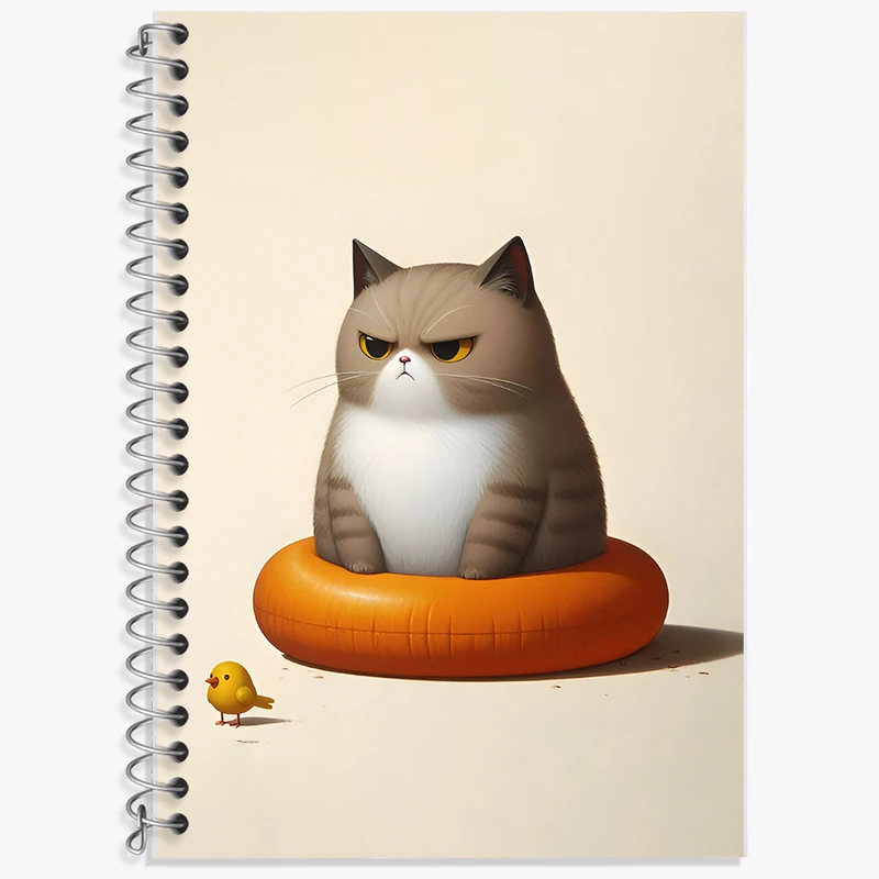 دفتر زبان 50 برگ خندالو مدل دو خط طرح گربه ی عصبانی کد F7940