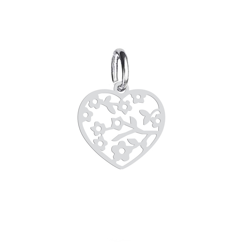 آویز گردنبند نقره هایکا طرح قلب و گل مدل n.ha916