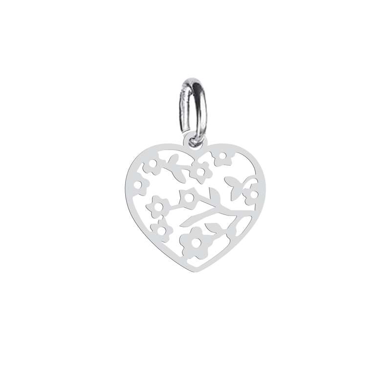 آویز گردنبند نقره هایکا طرح قلب و گل مدل n.ha916