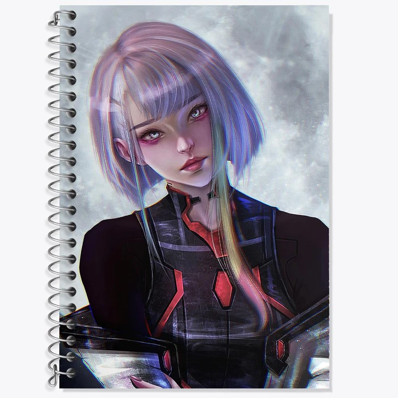 دفتر زبان 50 برگ خندالو مدل سه خط طرح لوسی انیمه سایبر پانک Cyberpunk کد 22443