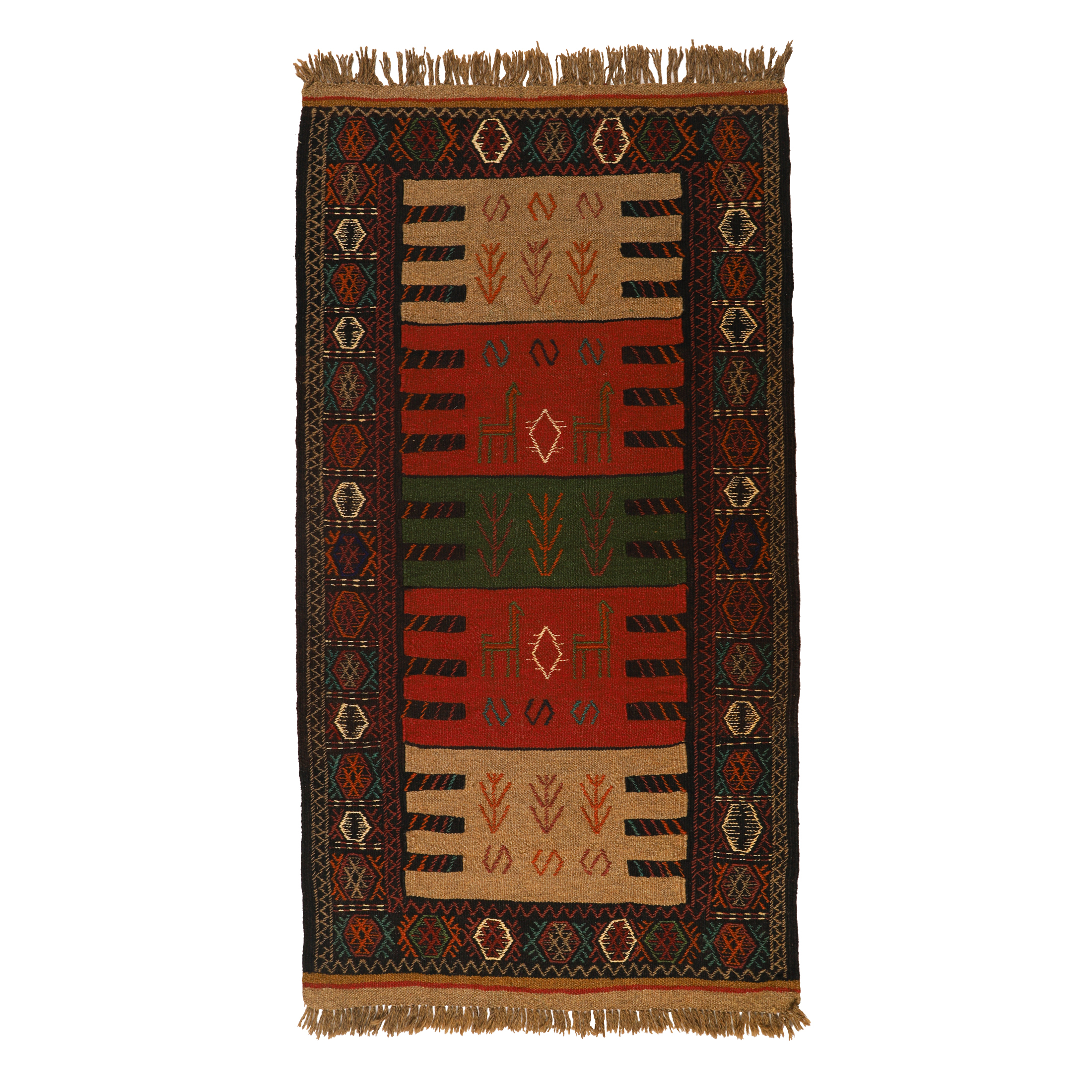 گلیم دستبافت دومتری طرح سفره کردی کد 1404106