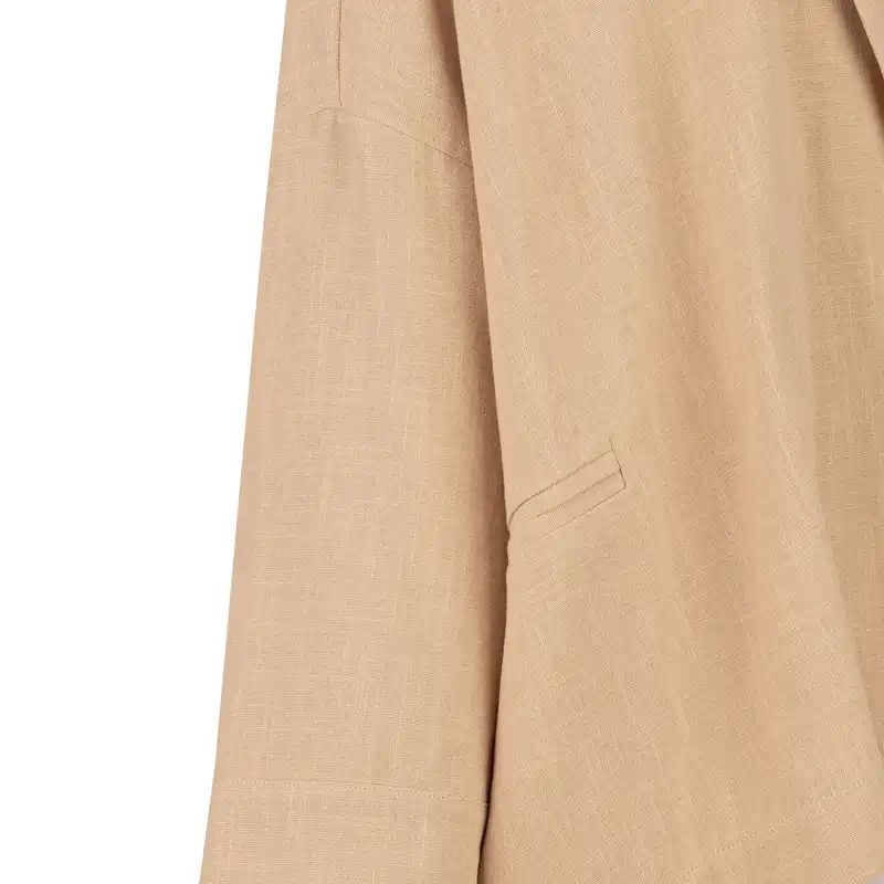 مانتو کتی زنانه سرژه مدل 216597 یقه انگلیسی رنگ کرم