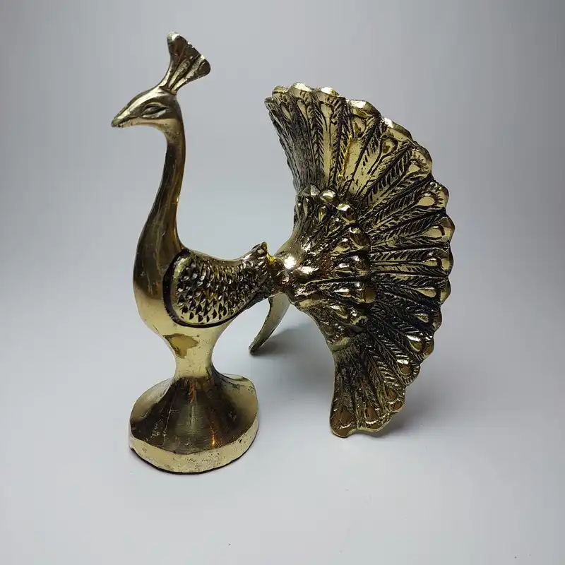 مجسمه برنجی مدل طاووس دم چتری