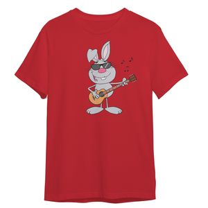 تی شرت آستین کوتاه پسرانه مدل خرگوش گیتار کد 0335 رنگ قرمز