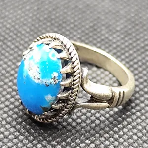 انگشتر نقره مردانه مدل سنگ فیروزه کرمانی کد 64