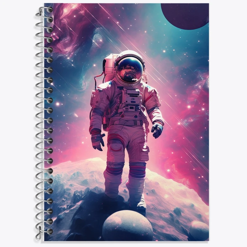 دفتر زبان 50 برگ خندالو مدل دو خط طرح فضانورد کد F2693