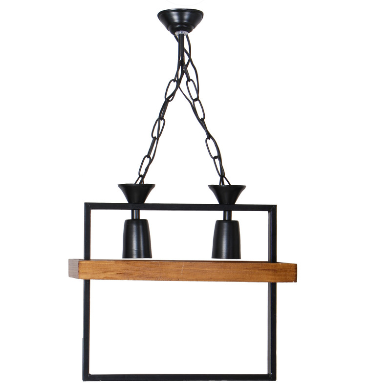 لوستر 2 شعله شاهان تک مدل wood12