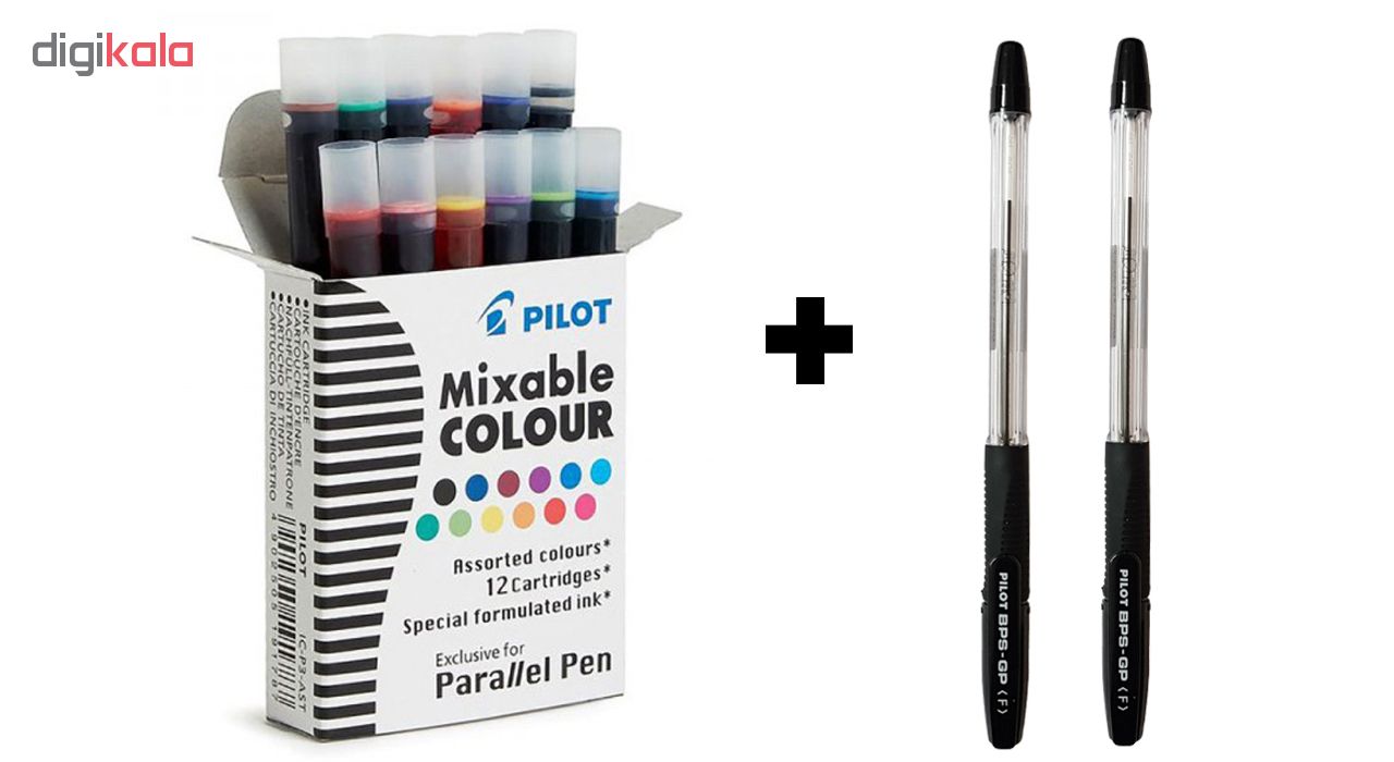 جوهر یدک قلم کالیگرافی پایلوت مدل Mixable Colour به همراه بسته دوعددی خودکار پایلوت BPS-GP