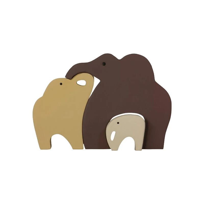    اسباب بازی چوبی طرح پازل فیل خانواده مدل MKT03-P