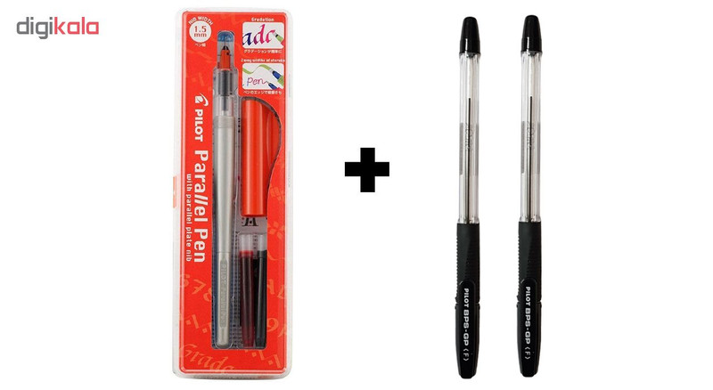 قلم کالیگرافی پایلوت مدل پارالل با نوک نوشتاری 1.5 میلی متری به همراه بسته دوعددی خودکار پایلوت BPS-GP