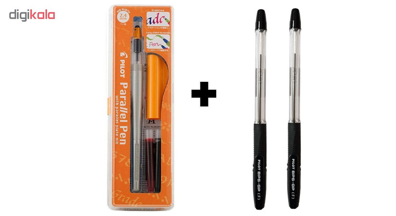 قلم کالیگرافی پایلوت مدل پارالل با نوک نوشتاری 2.4 میلی متری به همراه بسته دوعددی خودکار پایلوت BPS-GP