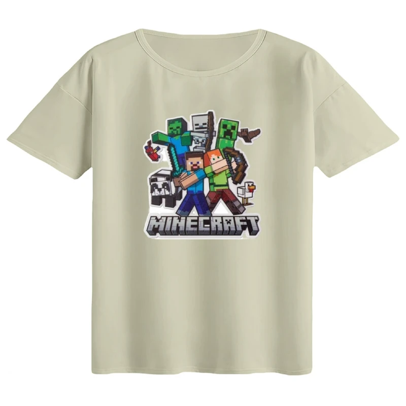 تی‌شرت اورسایز آستین کوتاه زنانه مدل باکسی طرح ماینکرفت کد۱۰