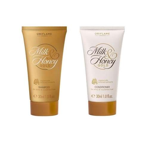 مجموعه شامپو و نرم کننده اوریفلیم مدل Milk & Honey Gold p