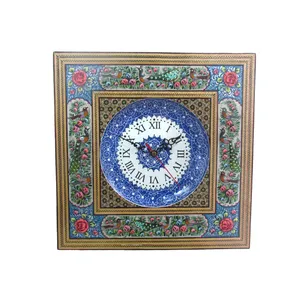 ساعت دیواری خاتم کاری طرح گل و مرغ کد sa10
