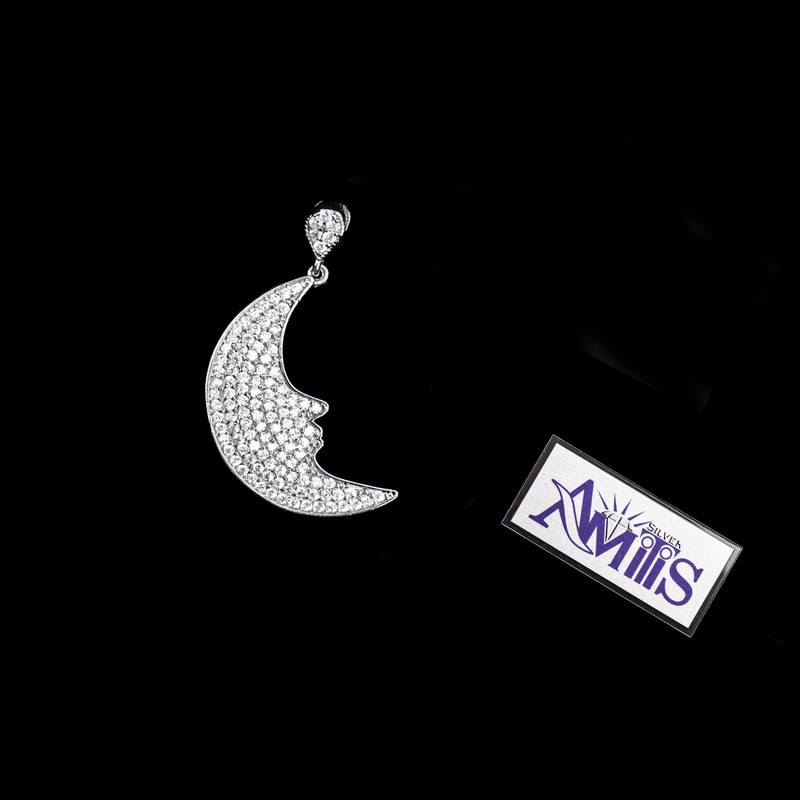 آویز گردنبند نقره زنانه آمیتیس مدل هلال ماه کد AMT-M136