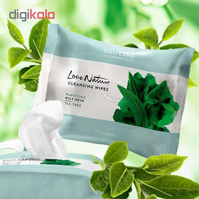 دستمال مرطوب اوریفلیم مدل لاو نیچر بسته 25 عددی