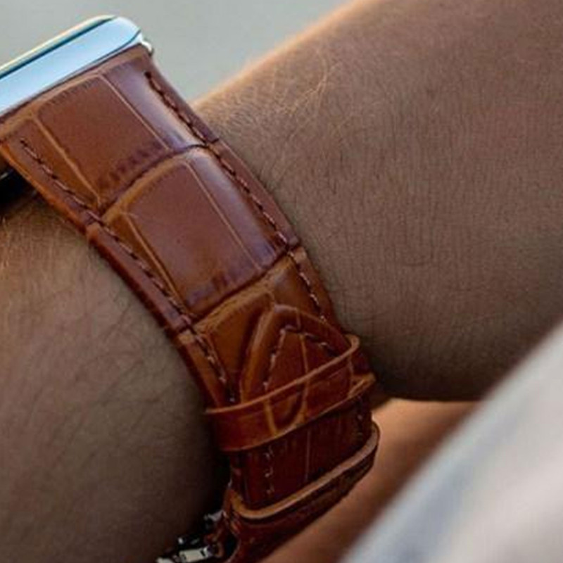 بند کینگدام مدل Crocodile Leather Butterfly مناسب برای اپل واچ سری 10 سایز 46 میلی متری