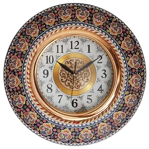 ساعت دیواری سفالی میناکاری لازاپونی طرح نفیس کد L104z قطر 42 سانتی متر- اندازه بزرگ هفت سین