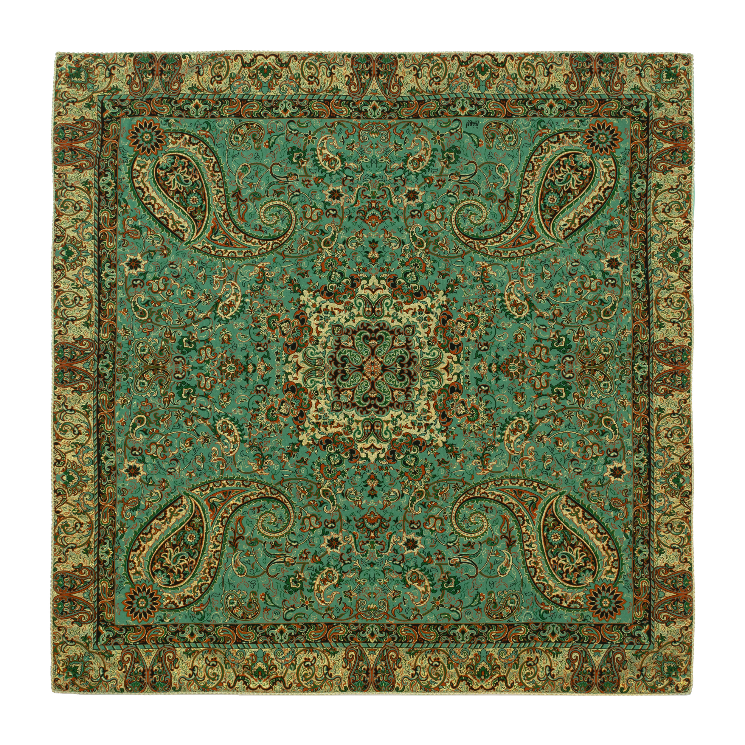 رومیزی ترمه ژینورا طرح سیمین سایز 100x100 سانتیمتر