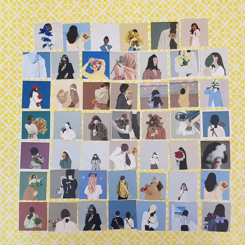 برچسب مدل اسکرپ بوک بولت ژورنال طرح دختر مینیمال مجموعه 48 عددی