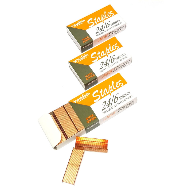 سوزن منگنه واشین طرح مسی سایز 6-24 بسته 3000 عددی