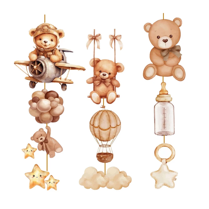 آویز تزئینی طرح خرس کد NH-9 بسته 9 عددی