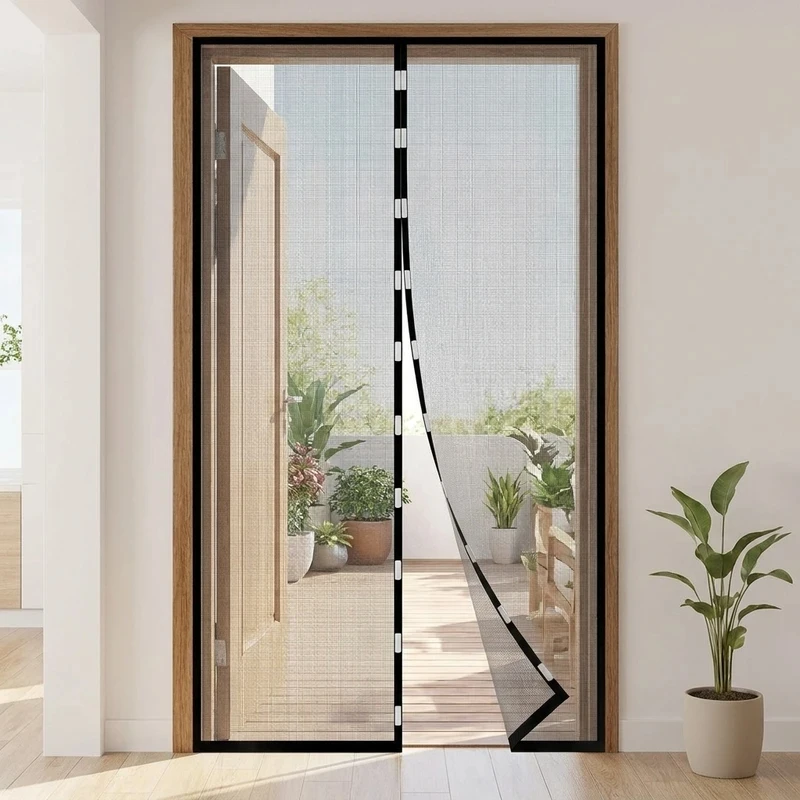 پرده توری مغناطیسی مدرن پوش مدل فایبر گلس نسوز کد 1254 سایز 140x230 سانتی متر