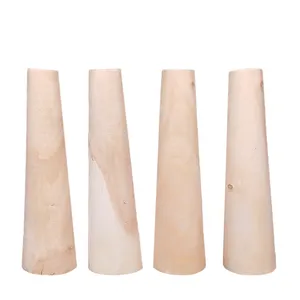 پایه مبل مدل چوبی مخروطی 15 سانتی متری خام کد D1-R15 بسته 4 عددی